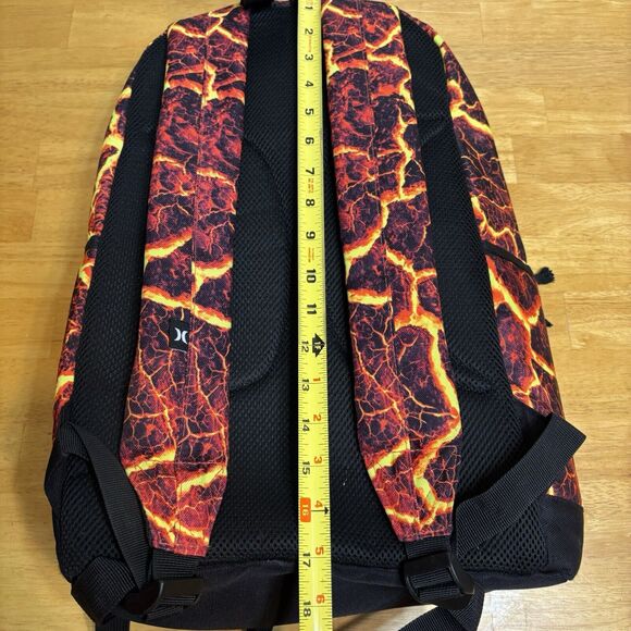 Hurley Backpack Bag Lava Fire Kids Adult Large 17"x11"x5" School Book‎ Tote - Picture 3 of 11